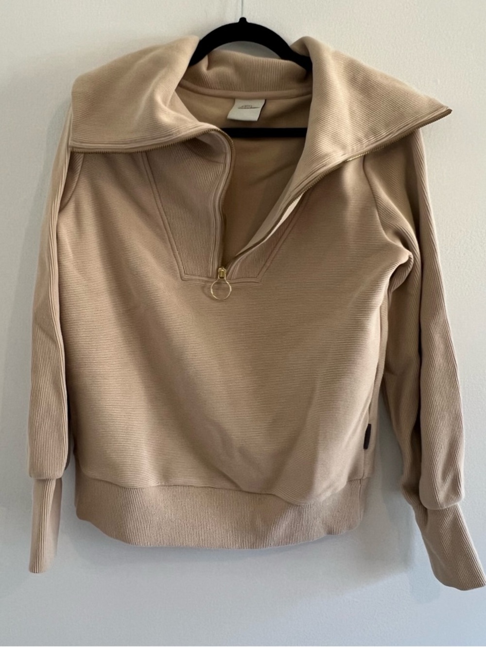 Varley Beige Ribbed Zip Jacket - Picture 4 of 8